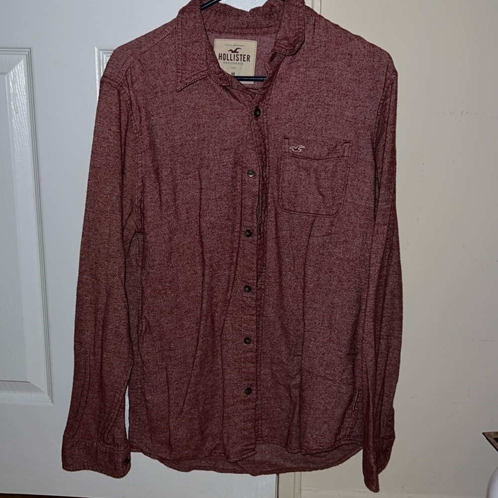 Long Sleeve Hollister Button Up Pinkish Maroon